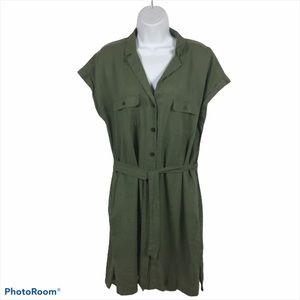 Old Navy Linen Blend Tie Waist Utility Dress
